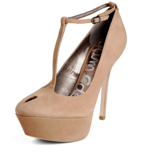 Sam Edelman Ankle T-Strap Pumps -Camel Suede - 8.5 - Picture 1 of 12